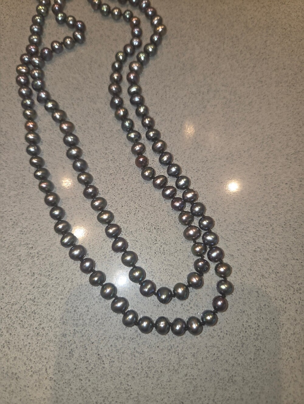 Pearl Necklace Black Double Strand